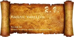 Radits Vaszilia névjegykártya